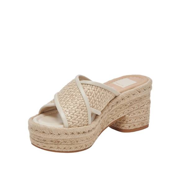 NEW DOLCE VITA women's eldora raffia platform sandals in natural - Picture 3 of 6